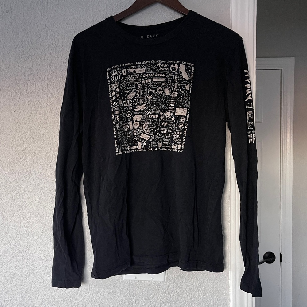 G- Eazy When It’s Dark Out tour merch Black Graphic Long Sleeve Shirt L